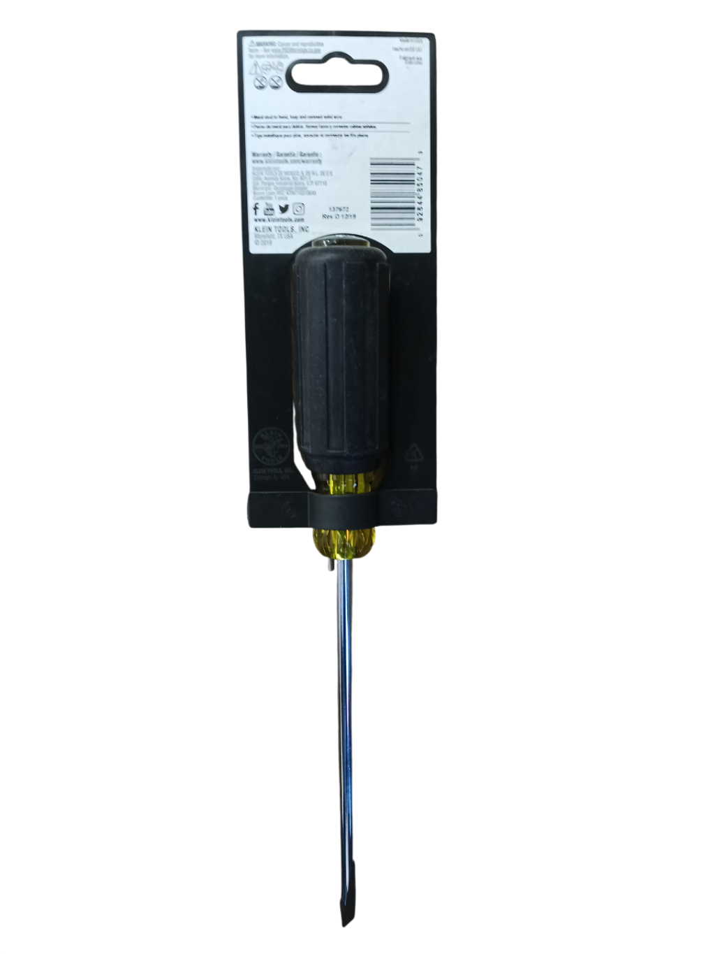 Klein 1/4" Cabinet Tip Wire-Bending Flat Head Screwdriver — 6" Round Shank 605-6B