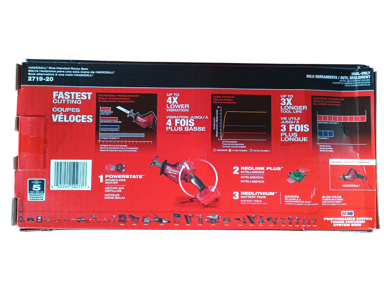 Milwaukee M18 FUEL 18V HACKZALL Reciprocating Saw - Tool Only (Model 2719-20)