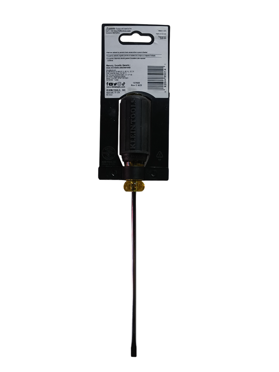 Klein Tools 601-6 — 3/16" Cabinet Tip Flat-Head Screwdriver with 6" Round Shank (Cushion-Grip)
