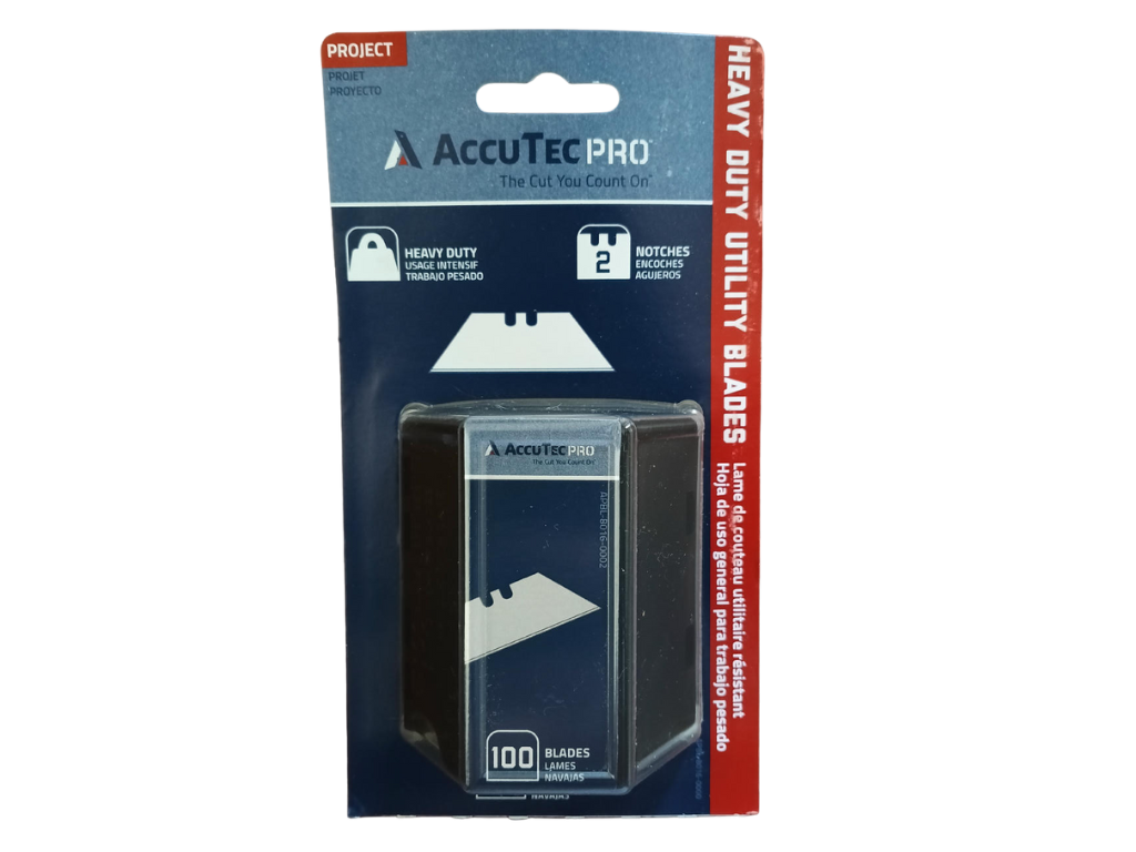 AccuTec — APBL-8016-0000 .024" HD 2-Notch Pro Utility Blades (100-Pack, Dispenser)