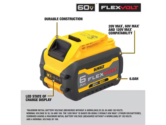 DEWALT — FLEXVOLT 20V/60V MAX Lithium-Ion 6.0Ah Battery Pack (DCB606)