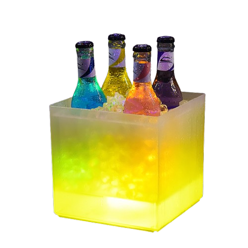Nightclub LED Acrylic Ice Bucket - 3.5L Transparent Square