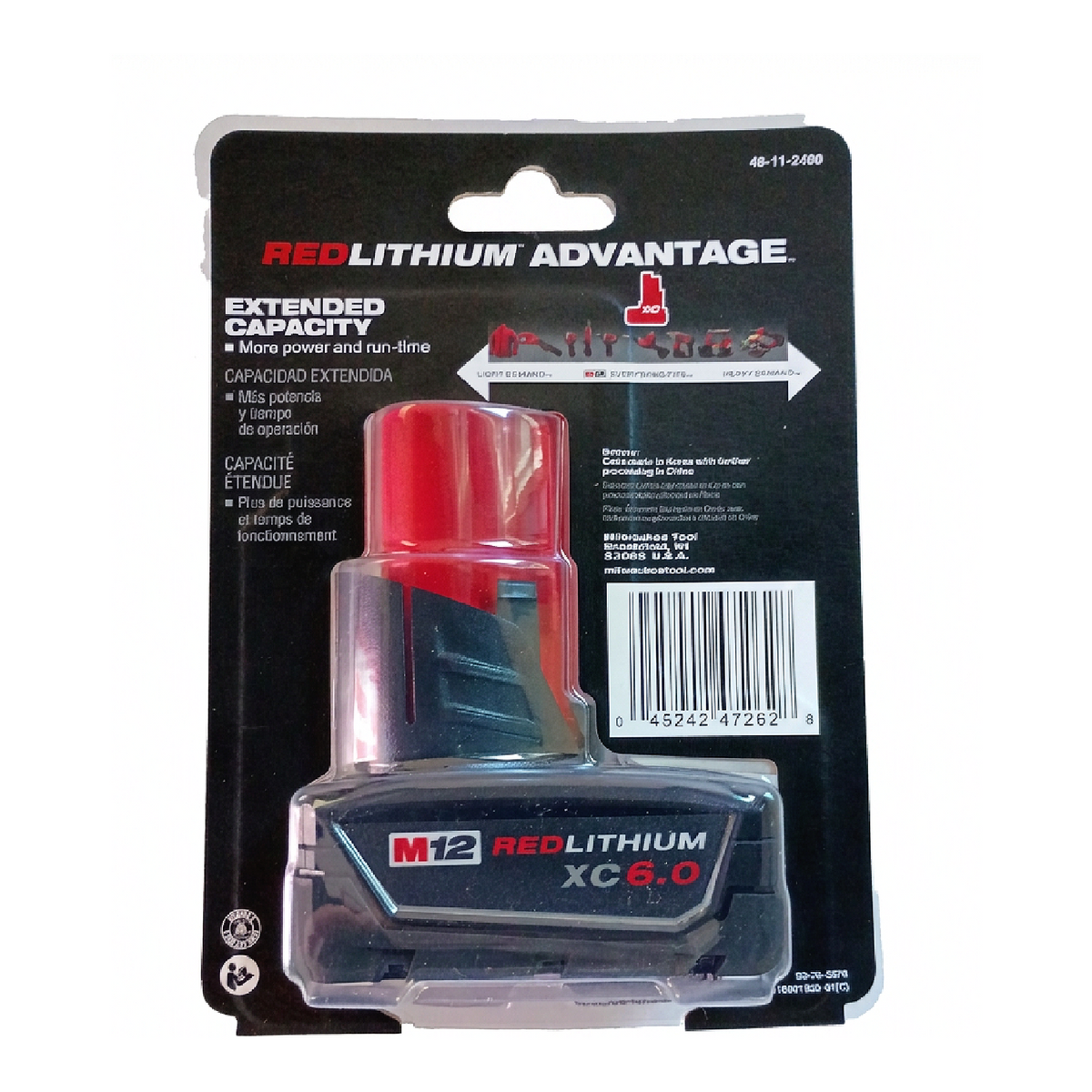 Milwaukee M12 REDLITHIUM XC6.0 Extended Capacity Battery Pack - 48-11-2460