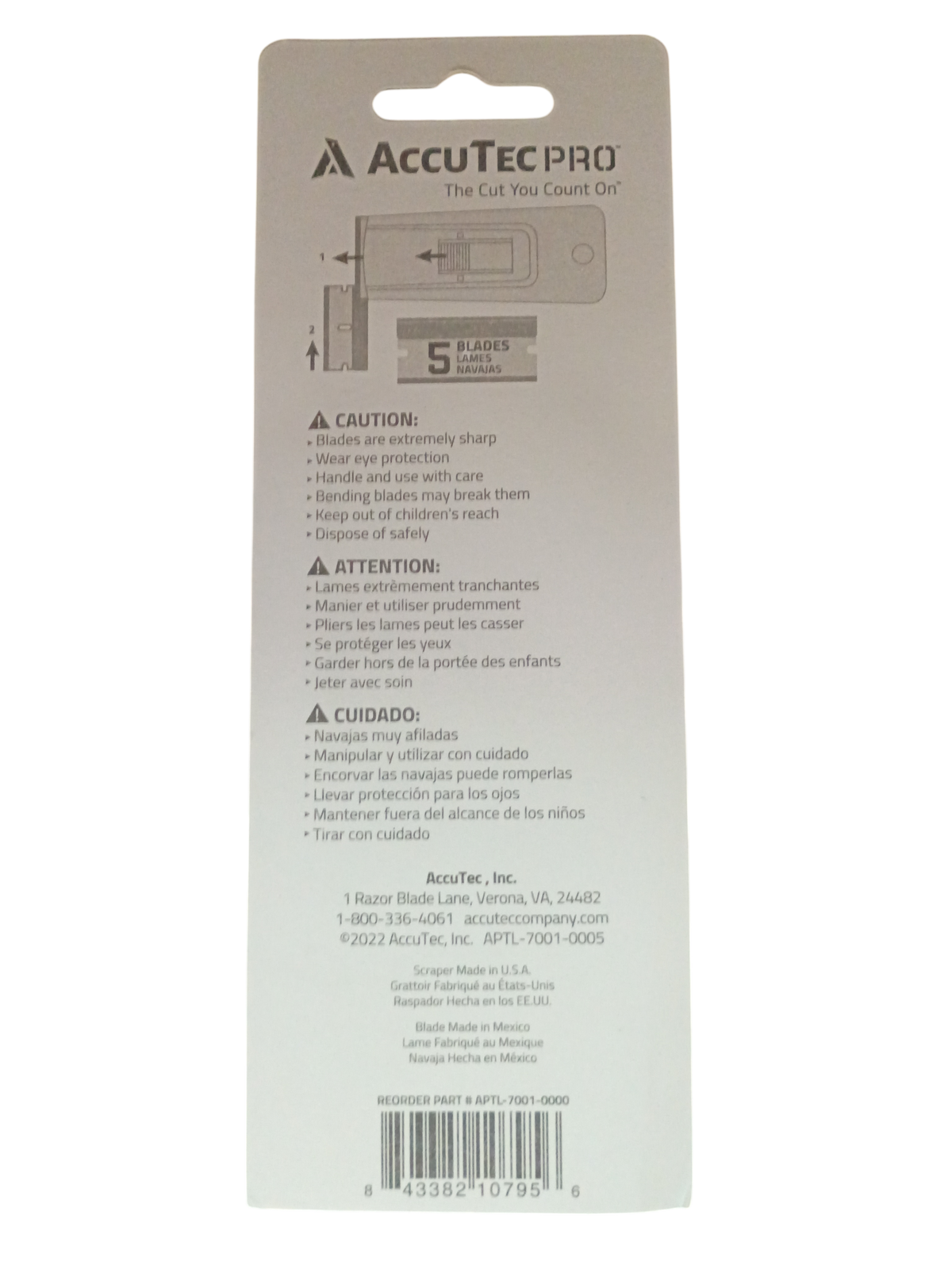 AccuTec PRO Deluxe Retractable Window Scraper with 5 Blades - APTL-7001-0000