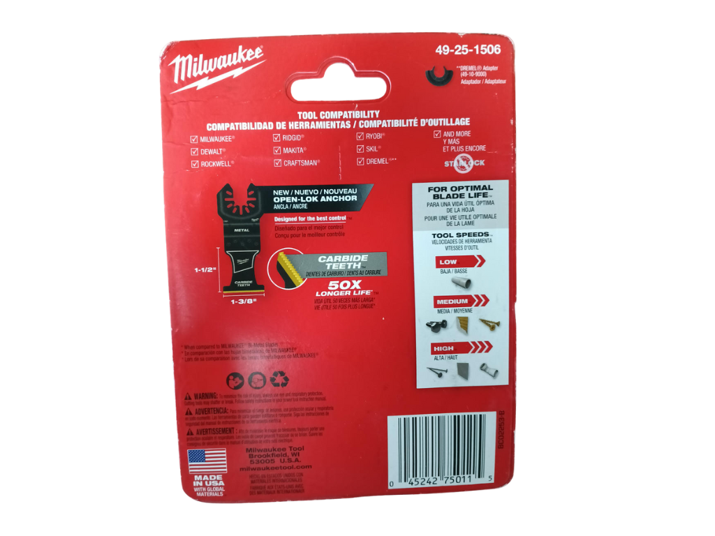 Milwaukee — 1-3/8" Carbide Universal Fit Extreme Metal Cutting Multi-Tool Oscillating Blade (5-Pack)