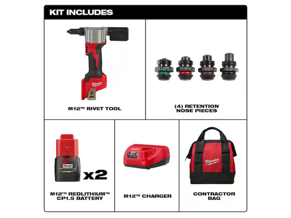 Milwaukee — M12 Cordless Rivet Tool Kit (2550-22)