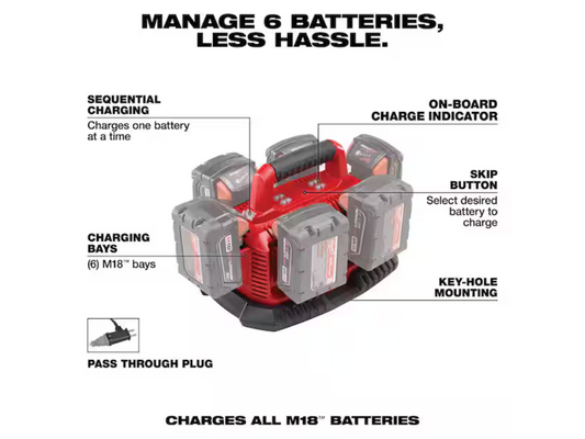 Milwaukee — M18 6-Port Sequential Battery Charger (Model 48-59-1806)