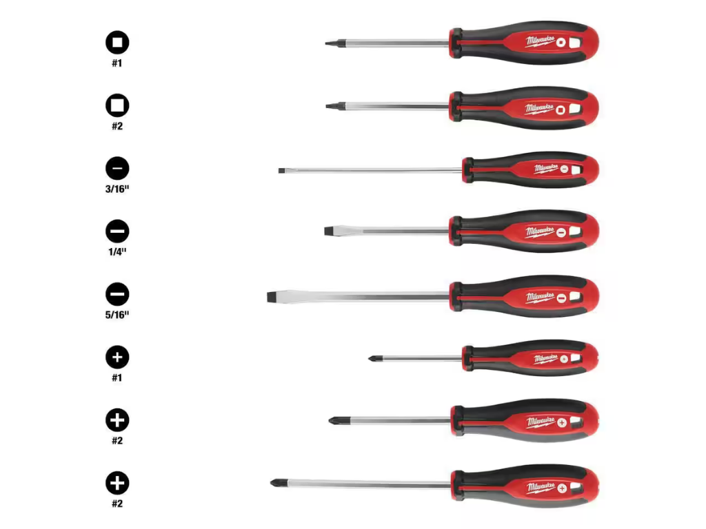 Milwaukee — Phillips / Flat / Square-Hex Drive Screwdriver Set (8-Piece)