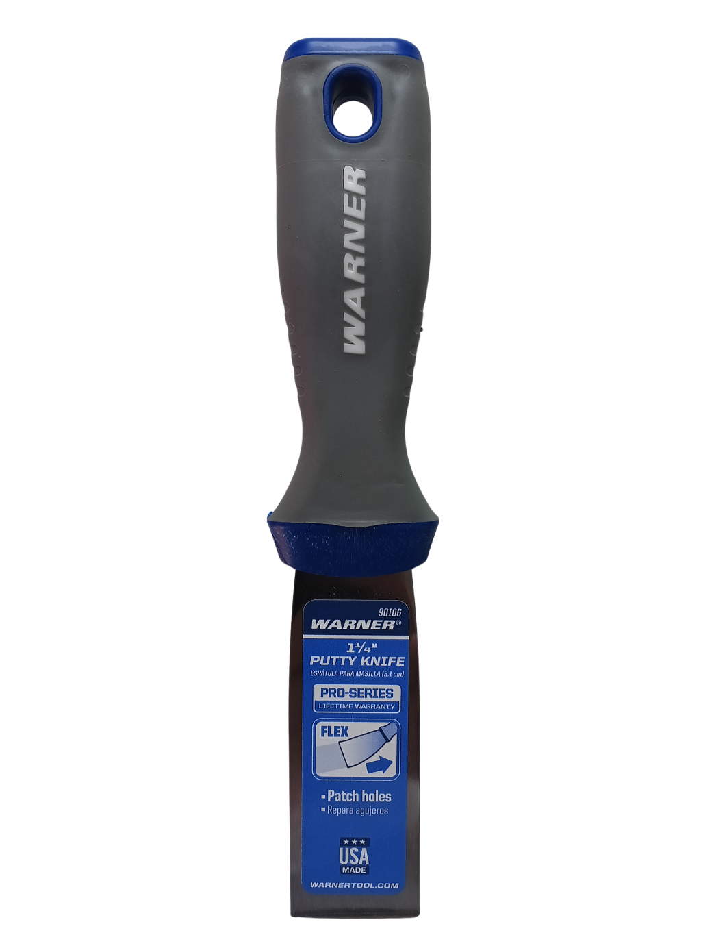 Warner ProGrip 1.25" Flexible Putty Knife - Carbon Steel, Made in USA (90106)