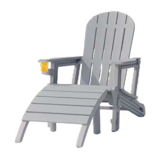 Premium Weatherproof Adirondack Chairs with Hideaway Ottoman – Set of 2 (Unassembled)