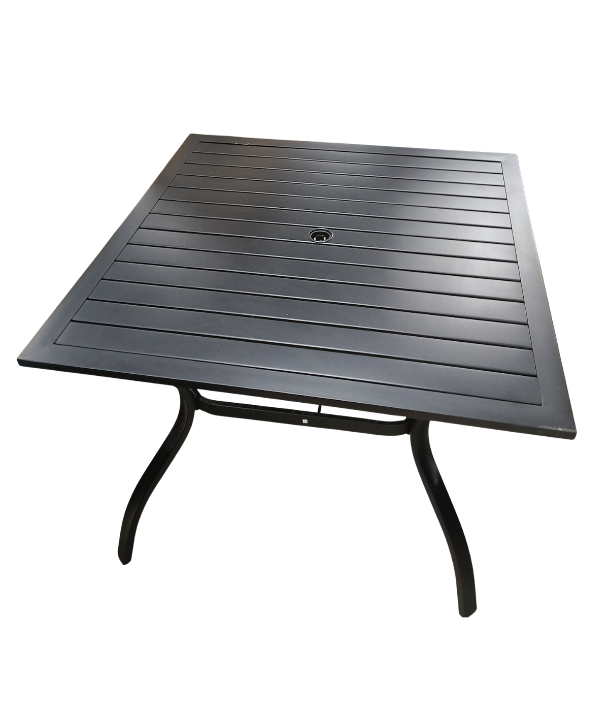 Heavy-Duty All-Metal Slat-Top Patio Table (Black)