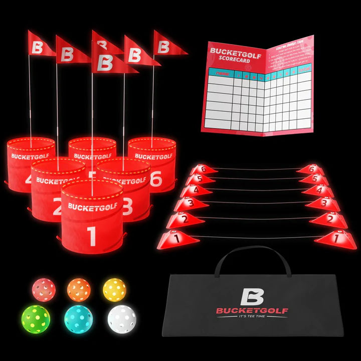 BucketGolf 6-Hole Glow In The Dark Bundle - No Clubs