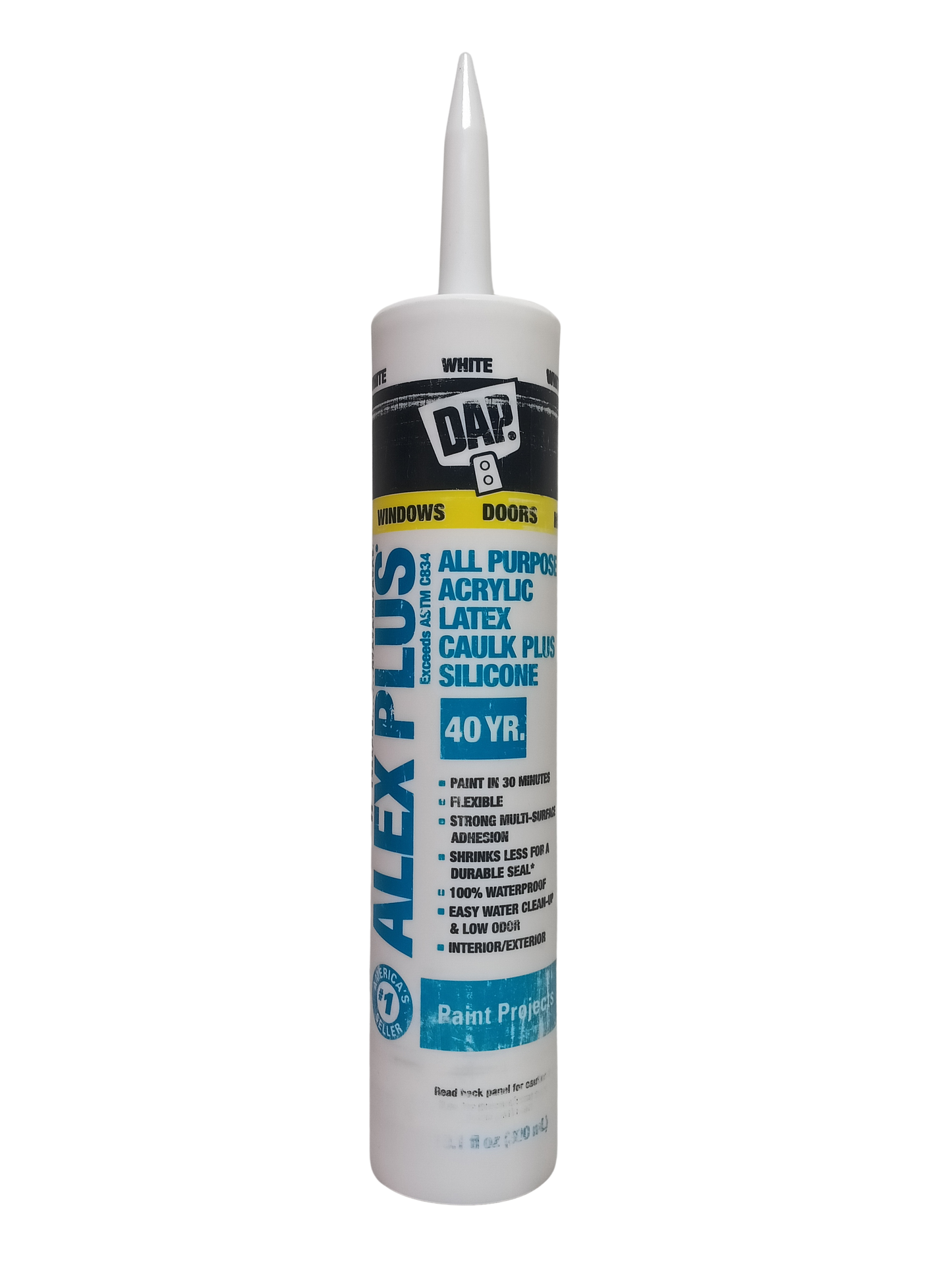 Premium DAP Alex Plus 10.1 oz. White Acrylic Latex Caulk Plus Silicone (Model 18103)