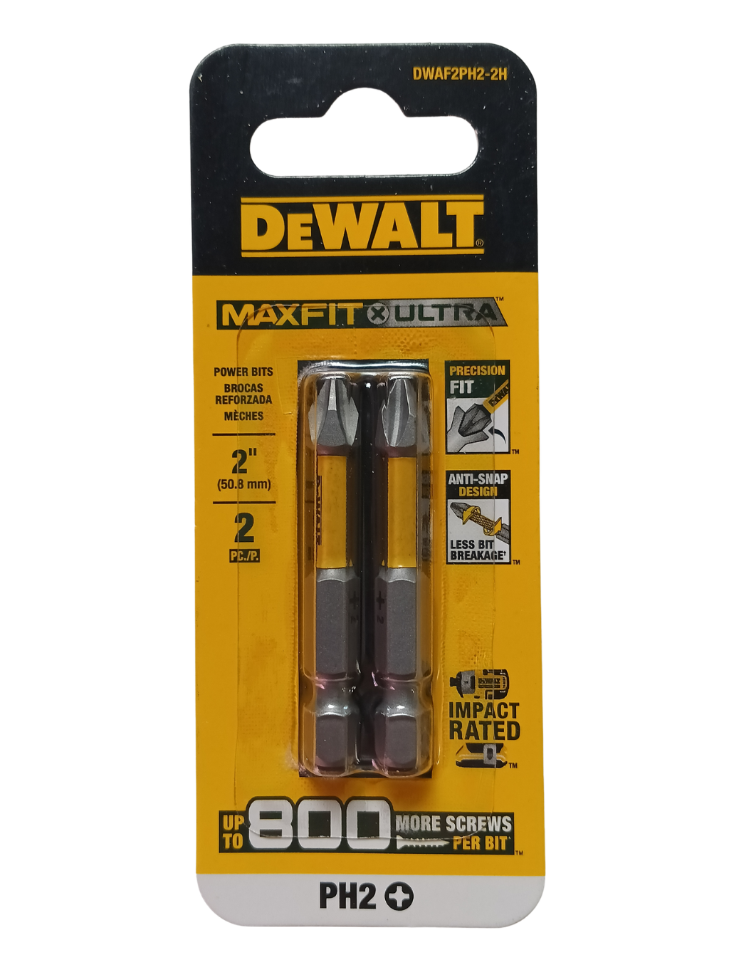 DEWALT Maxfit Ultra 2" Phillips #2 Steel Screwdriving Bits 2-Pack (Model DWAF2PH2-2H)