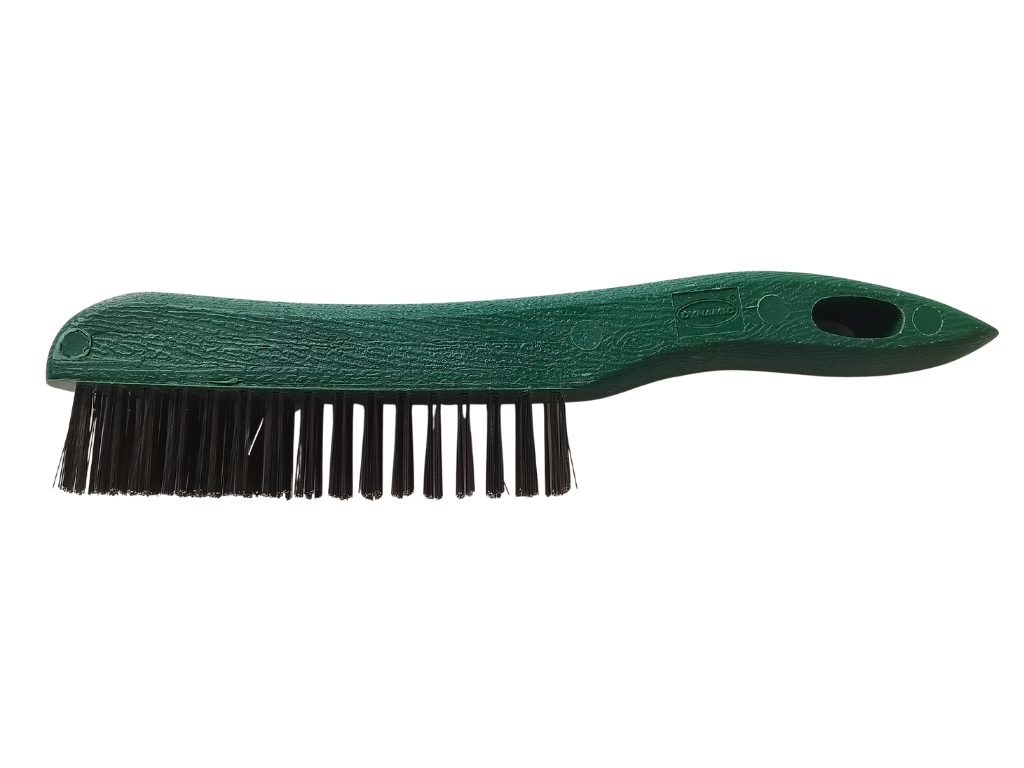 Dynamic 10" Plastic Handle Steel Wire Brush - Ergonomic Grip, Tempered Bristles