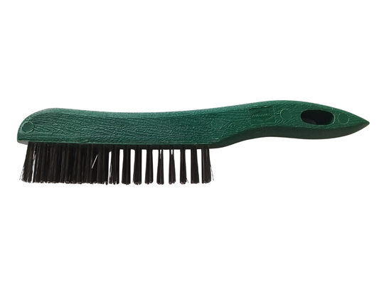 Dynamic 10" Plastic Handle Steel Wire Brush - Ergonomic Grip, Tempered Bristles