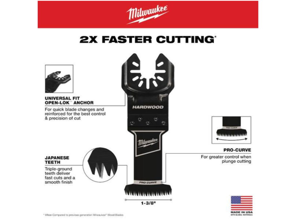 Milwaukee — 1-3/8" Carbide Universal Fit Extreme Metal Cutting Multi-Tool Oscillating Blade (5-Pack)