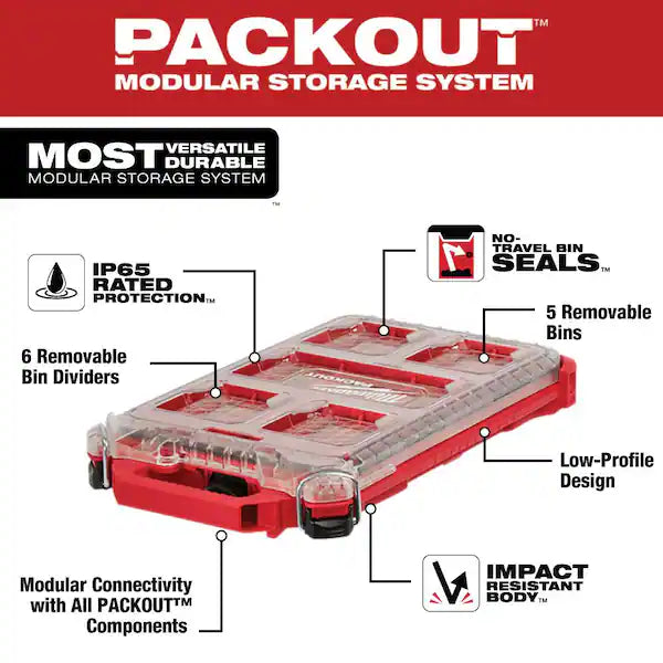 Milwaukee — PACKOUT 5-Compartment Low-Profile Compact Small Parts Organizer (48-22-8436)
