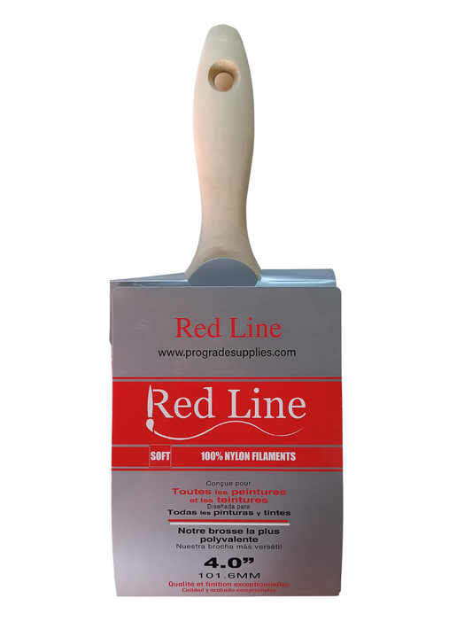 RedLine 4" Professional Flat Wall Paint Brush - 100% Nylon, Beaver Tail Handle