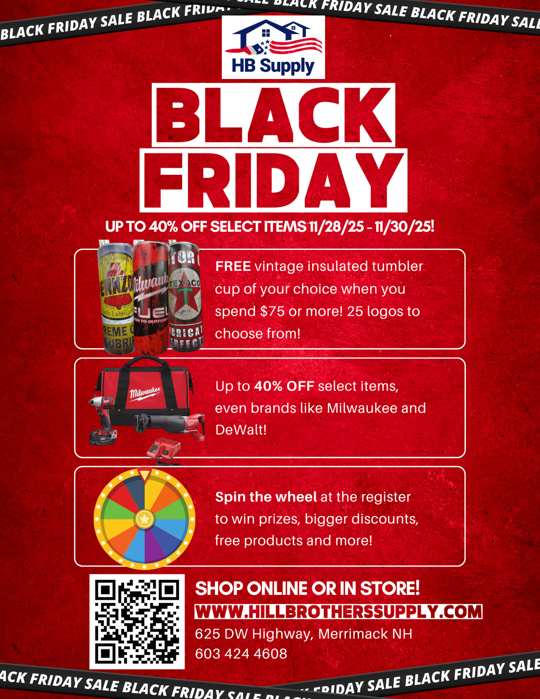 Black Friday Sale — Huge Tool Deals + FREE Vintage Tumblers & Spin-the-Wheel Prizes!
