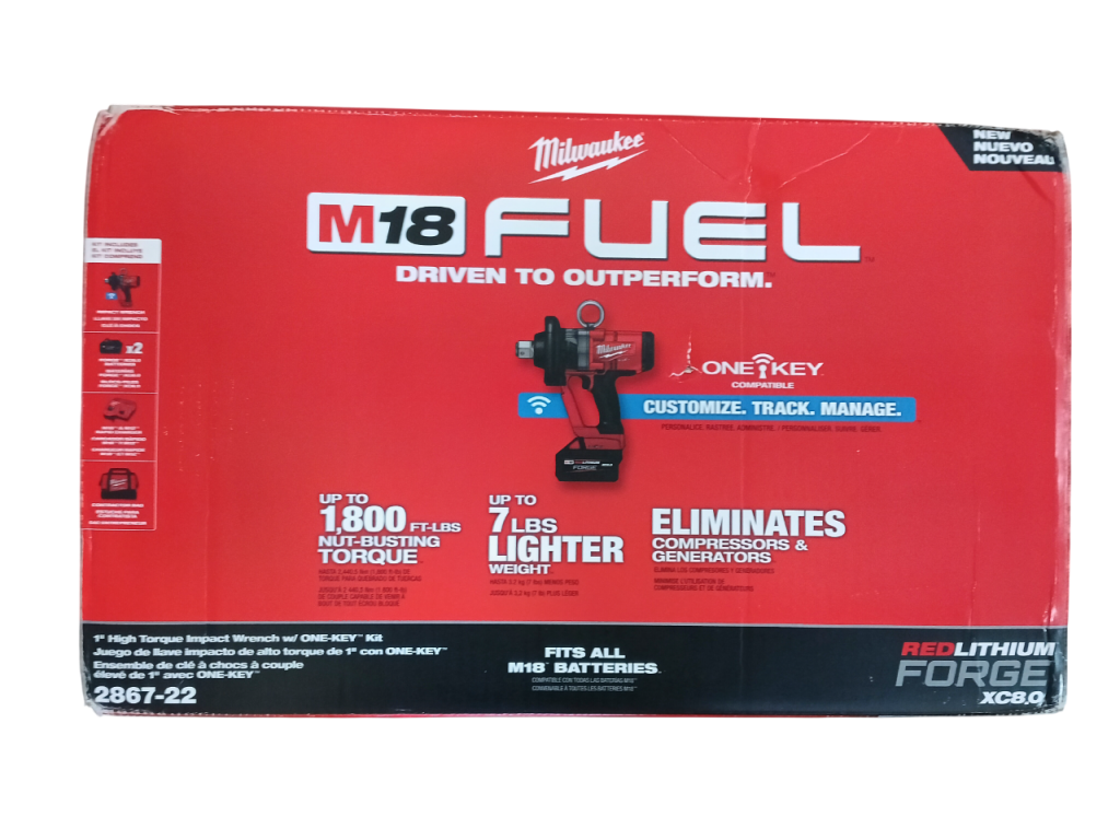 M18 FUEL ONE-KEY 1" High-Torque Impact Wrench Kit with (2) 8.0 Ah Batteries - 2867-22