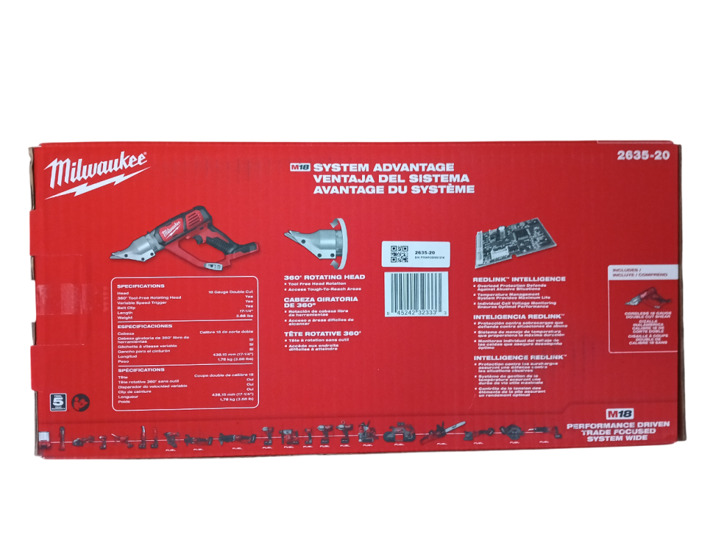 M18 18V Cordless 18-Gauge Double-Cut Metal Shear (Tool Only) — Model 2635-20
