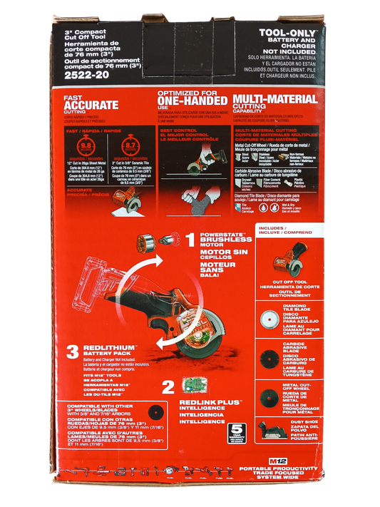 M12 FUEL 12V 3" Cut-Off Saw (Tool Only) - Model 2522-20