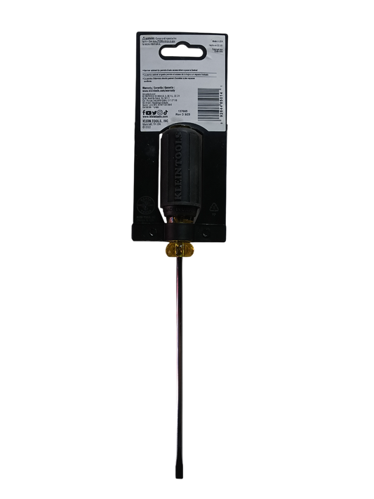 Klein Tools 601-6 — 3/16" Cabinet Tip Flat-Head Screwdriver with 6" Round Shank (Cushion-Grip)