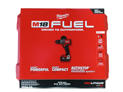 Milwaukee M18 FUEL 2904-22 - 18V 1/2 in. Hammer Drill Driver Kit with Two 5.0 Ah Batteries and Hard Case