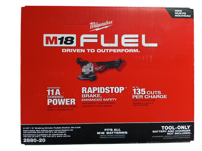 Milwaukee M18 FUEL 2880-20 - 18V 4-1/2 in. / 5 in. Grinder with Paddle Switch (Tool-Only)