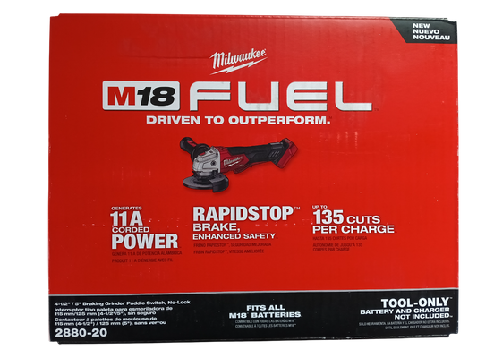 Milwaukee M18 FUEL 2880-20 - 18V 4-1/2 in. / 5 in. Grinder with Paddle Switch (Tool-Only)