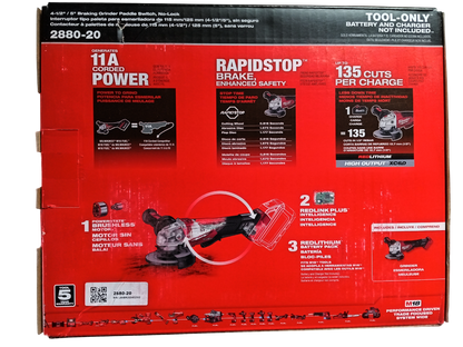 Milwaukee M18 FUEL 2880-20 - 18V 4-1/2 in. / 5 in. Grinder with Paddle Switch (Tool-Only)
