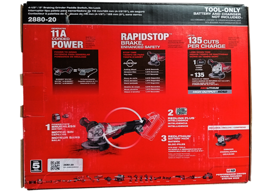 Milwaukee M18 FUEL 2880-20 - 18V 4-1/2 in. / 5 in. Grinder with Paddle Switch (Tool-Only)