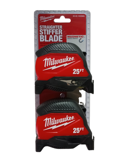 Milwaukee 48-22-1025MG - 25 ft Compact Magnetic Tape Measure 2-Pack