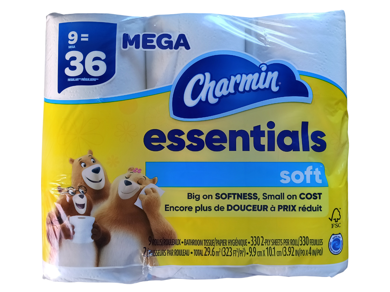 Charmin Essentials Soft 9 Mega Rolls (36 Regular Rolls), 2-Ply - 15136374878