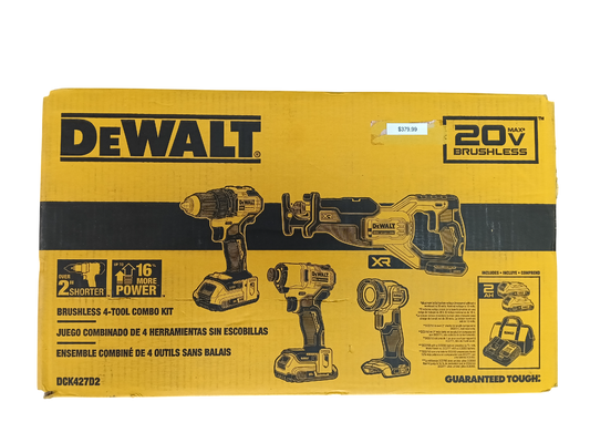 DEWALT — 20V MAX 4-Tool Brushless Combo Kit (DCK427D2)