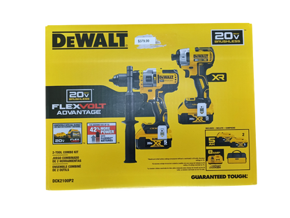 DEWALT DCK2100P2 - 20V MAX 2-Tool Combo Kit (1/2" Hammer Drill & 3-Speed Impact Driver) with Two 5.0Ah Batteries