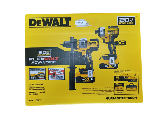 DEWALT DCK2100P2 - 20V MAX 2-Tool Combo Kit (1/2" Hammer Drill & 3-Speed Impact Driver) with Two 5.0Ah Batteries