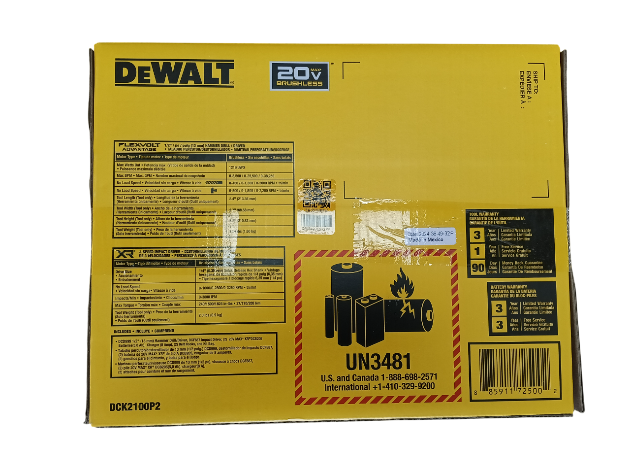 DEWALT DCK2100P2 - 20V MAX 2-Tool Combo Kit (1/2" Hammer Drill & 3-Speed Impact Driver) with Two 5.0Ah Batteries