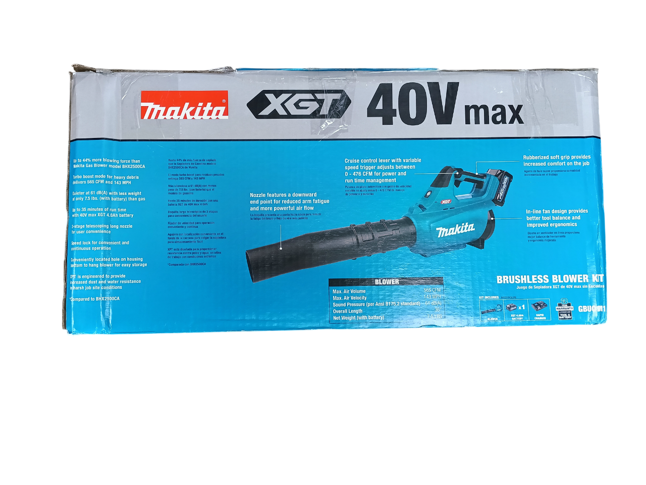 Makita XGT 40V Max Brushless Cordless Leaf Blower Kit — 4.0Ah (GBU01M1)