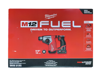 Milwaukee M12 FUEL 5/8" SDS Plus Rotary Hammer Kit - 2508-21XC with 4.0Ah Battery