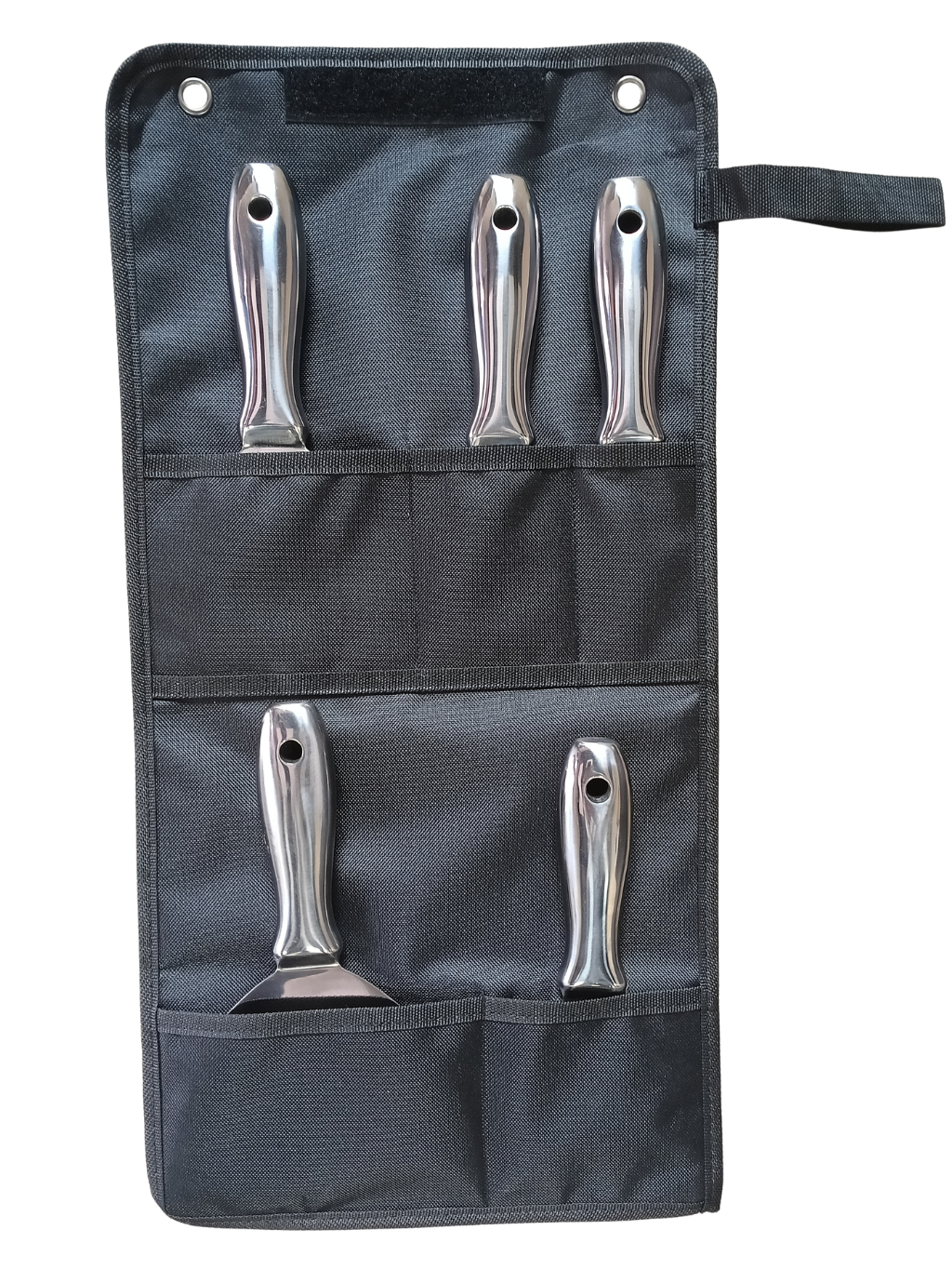 5-Piece Stainless Steel Unibody Joint Knife Set - Mirror Polished with Canvas Roll-Up Bag