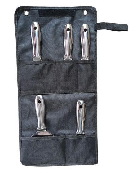 5-Piece Stainless Steel Unibody Joint Knife Set - Mirror Polished with Canvas Roll-Up Bag