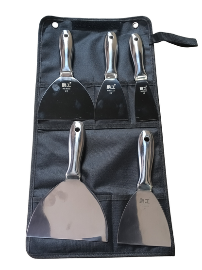 5-Piece Stainless Steel Unibody Joint Knife Set - Mirror Polished with Canvas Roll-Up Bag