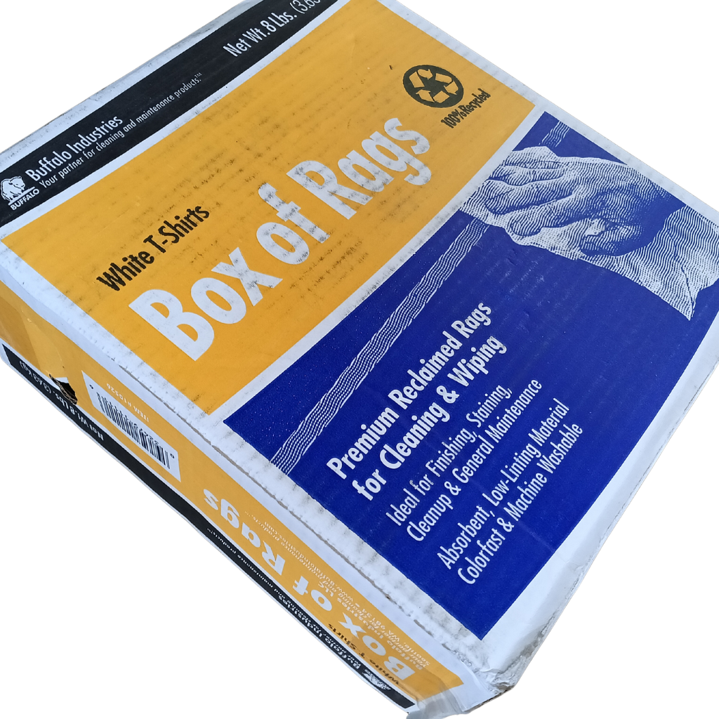 Buffalo Industries 8 lb. White Tee-Shirt Rags - Premium Cotton, High-Absorbency