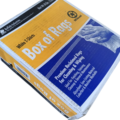 Buffalo Industries 8 lb. White Tee-Shirt Rags - Premium Cotton, High-Absorbency