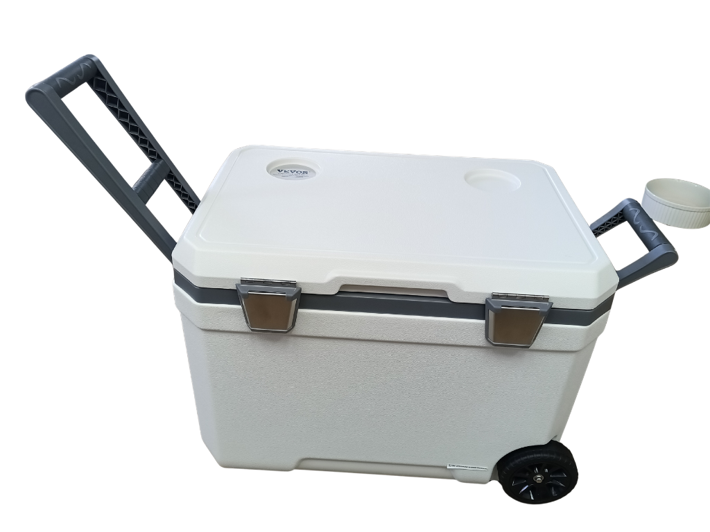 Vevor 45 QT Insulated Wheeled Cooler Box Portable 64 Can Capacity with Cup Holder
