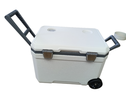 Vevor 45 QT Insulated Wheeled Cooler Box Portable 64 Can Capacity with Cup Holder