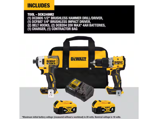 DEWALT — 20V MAX Cordless Brushless 2-Tool Combo Kit (DCK249M2)