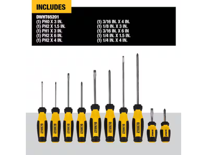 DEWALT — Phillips Screwdriver Set (10-Piece, DWHT65201)